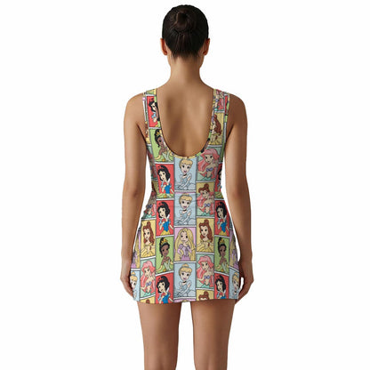 Princess Portrait Women's Sleeveless Bodysuit Dress