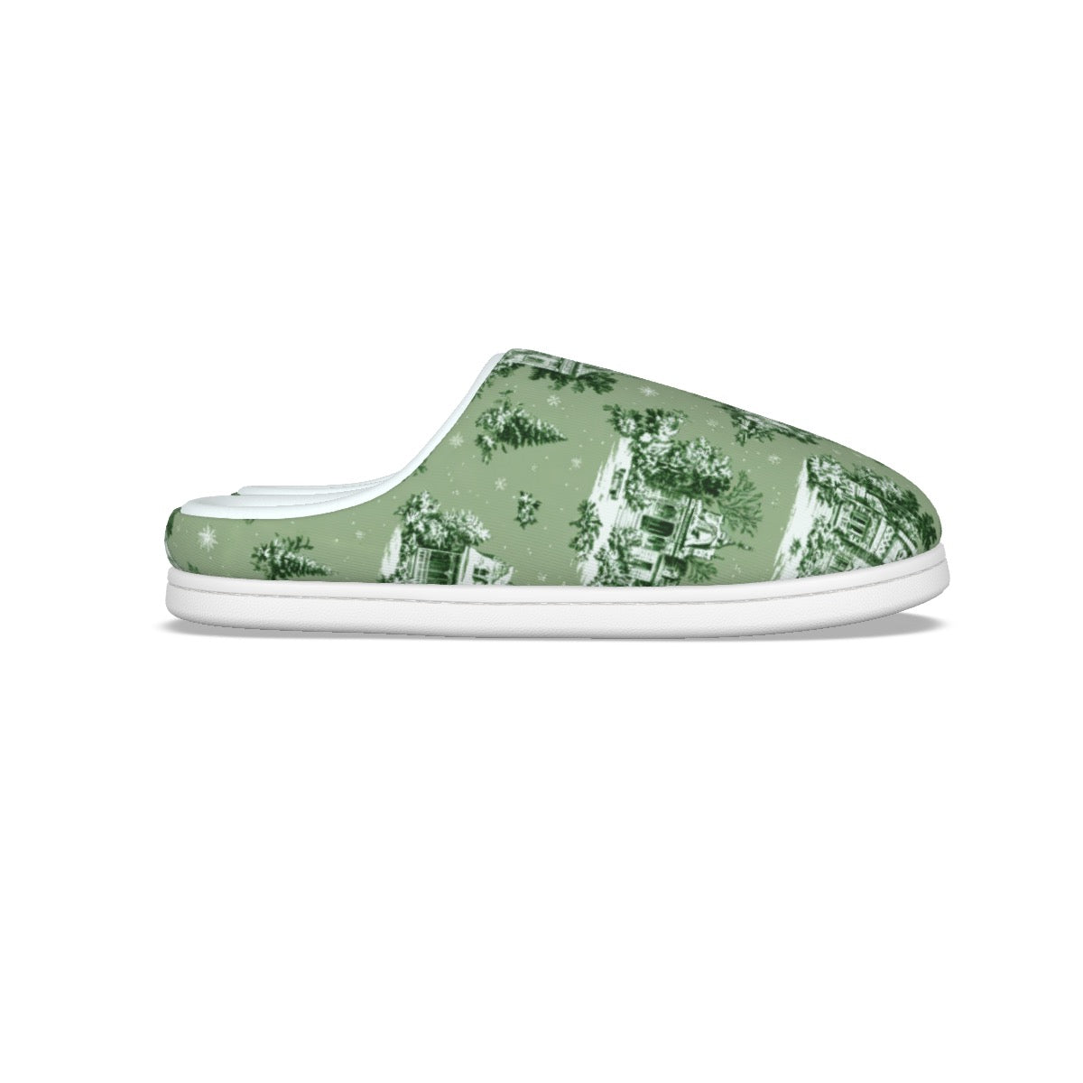 Sage Christmas Toile Women's Plush Slippers