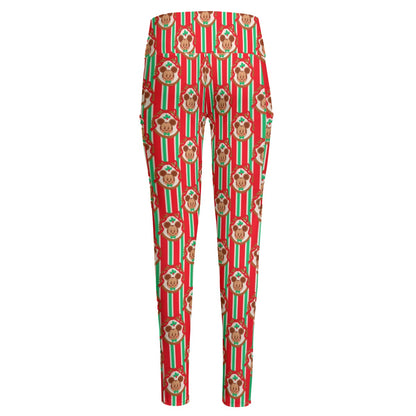 Christmas Cookie MM Stripe Women's High Waist Leggings With Side Pocket
