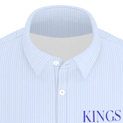 Blue Stripe Kings Men's Stretch Collar Polo Shirt