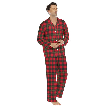 Classic Christmas Plaid Men's Lapel Pajama Set