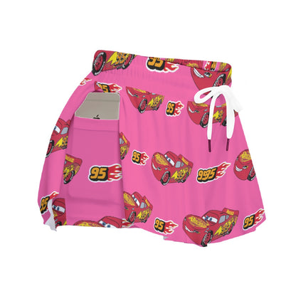 Pink Cars Women's Sport Skorts With Pocket