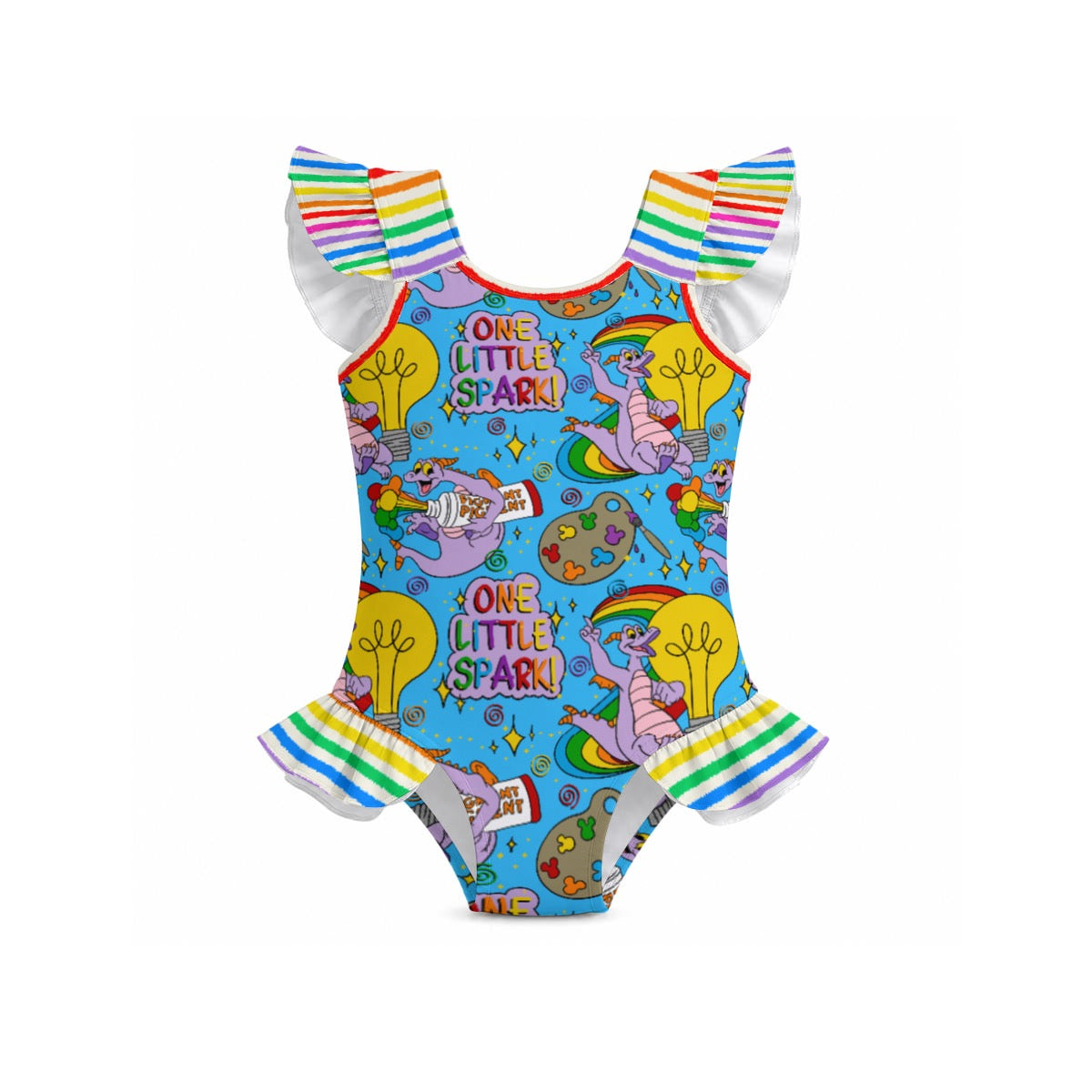 One Little Spark Girls' Ruffle Sleeve Swimsuit With Bow