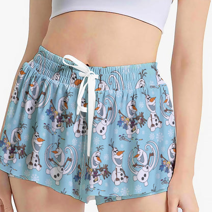 Snowman Making Friends  Women's Sport Skorts With Pocket