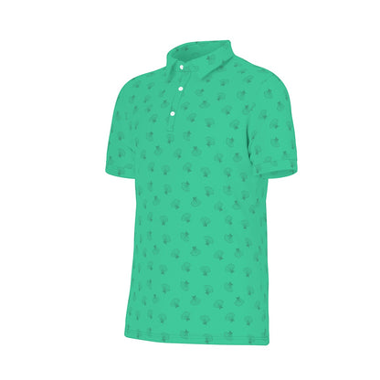 Ariel Bounding Tail Print Men's Stretch Collar Polo Shirt