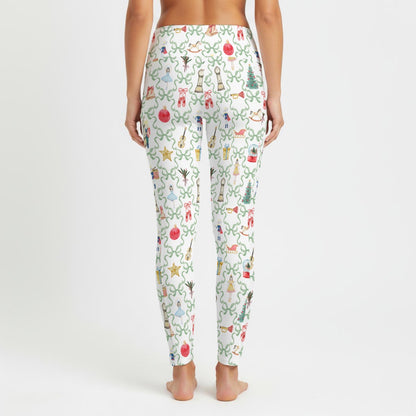 Green Bow Nutcracker Women's High Waist Leggings With Side Pocket