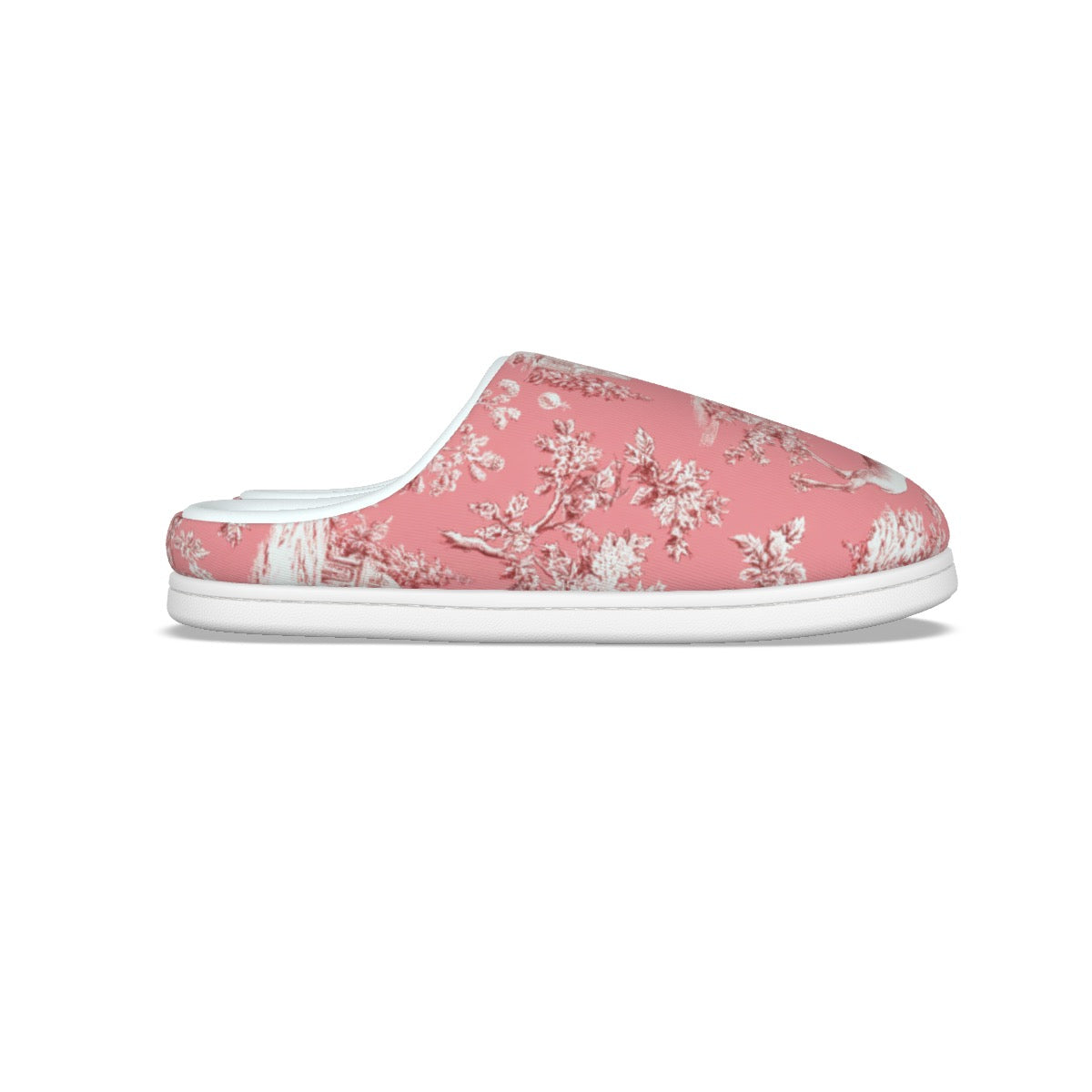 Pink Christmas Toile Women's Plush Slippers