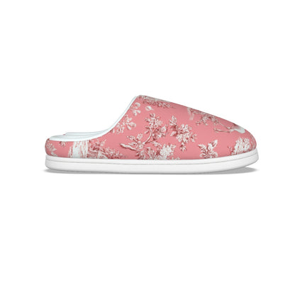 Pink Christmas Toile Women's Plush Slippers