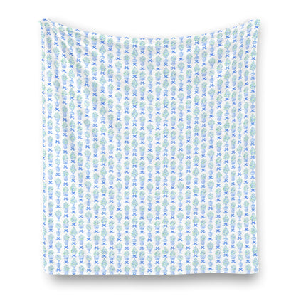 Single-Side Chinoiserie Planter Flannel Blanket