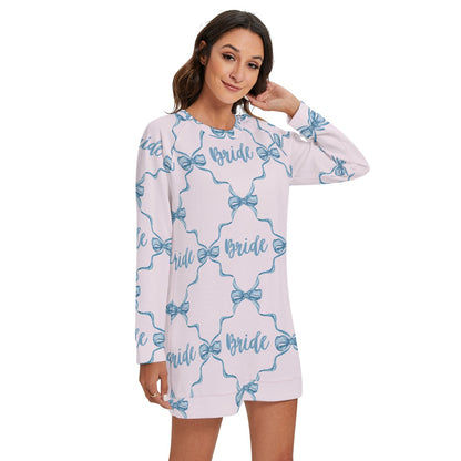 Bow Trellis Bride [pink]  Women's Round Neck Raglan Sleeve Sweater