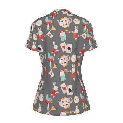 Gray Alice Icons Women's Round T-Shirt|210GSM