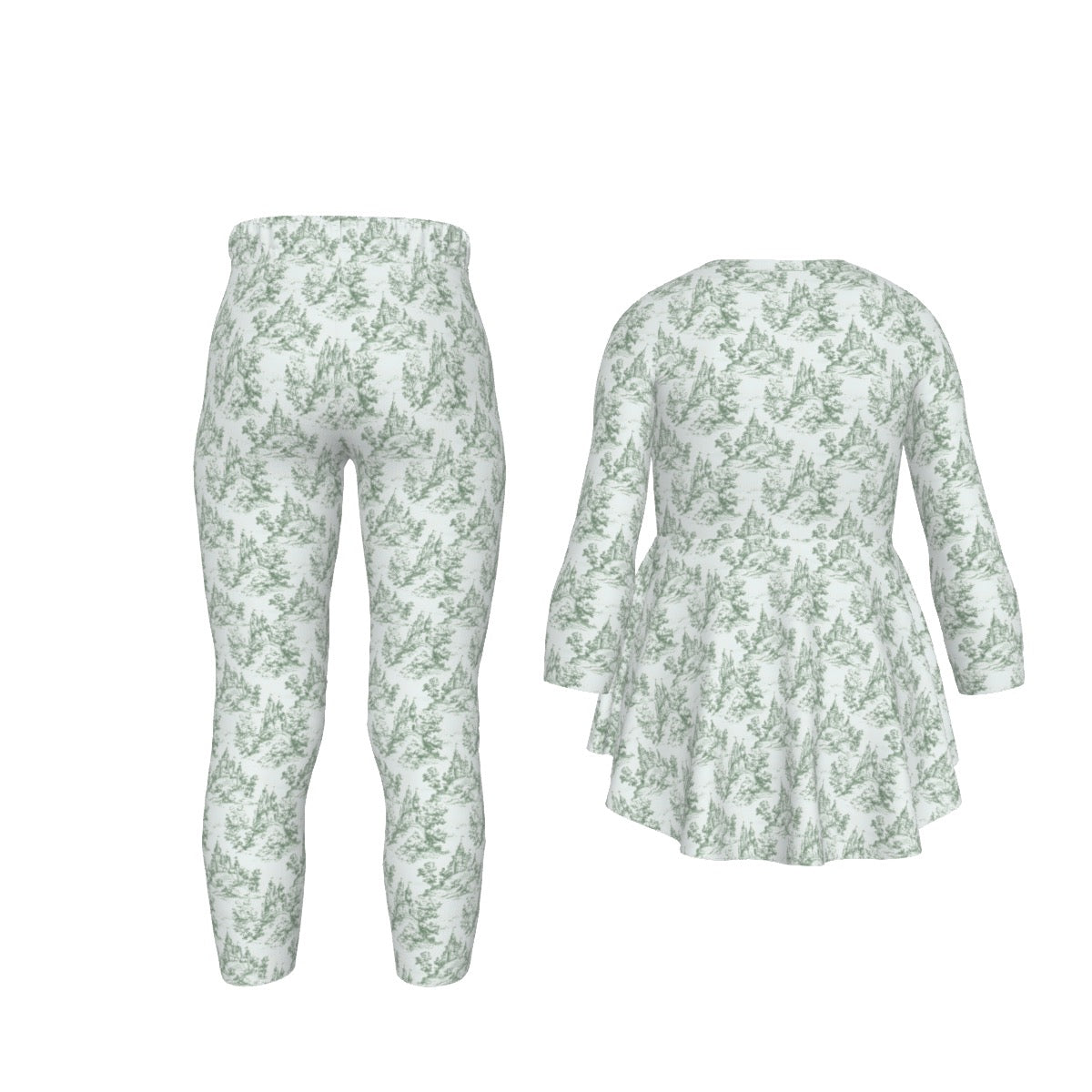 Green Castle Toile Girls LS Pants Set