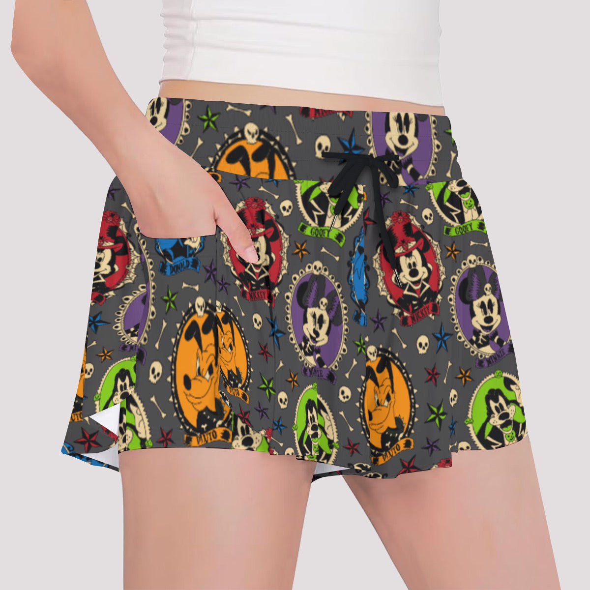 Spooky Cameos [gray] Girls' Sports Culottes