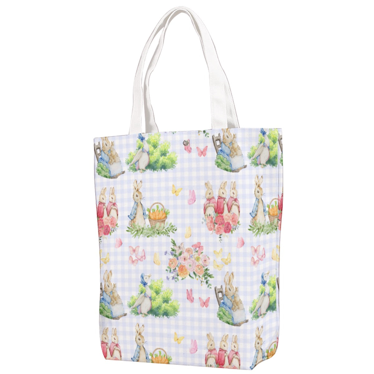 Floral Rabbit Canvas Bag With Shoulder Strap
