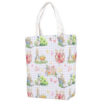 Floral Rabbit Canvas Bag With Shoulder Strap