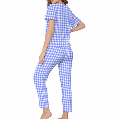 Bright Blue Gingham Women’s Loungewear Set