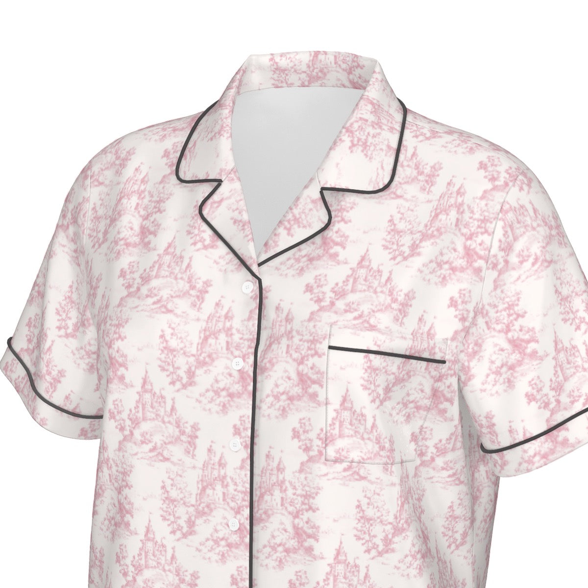 Castle Toile Women's Pajama Set With Short Sleeve