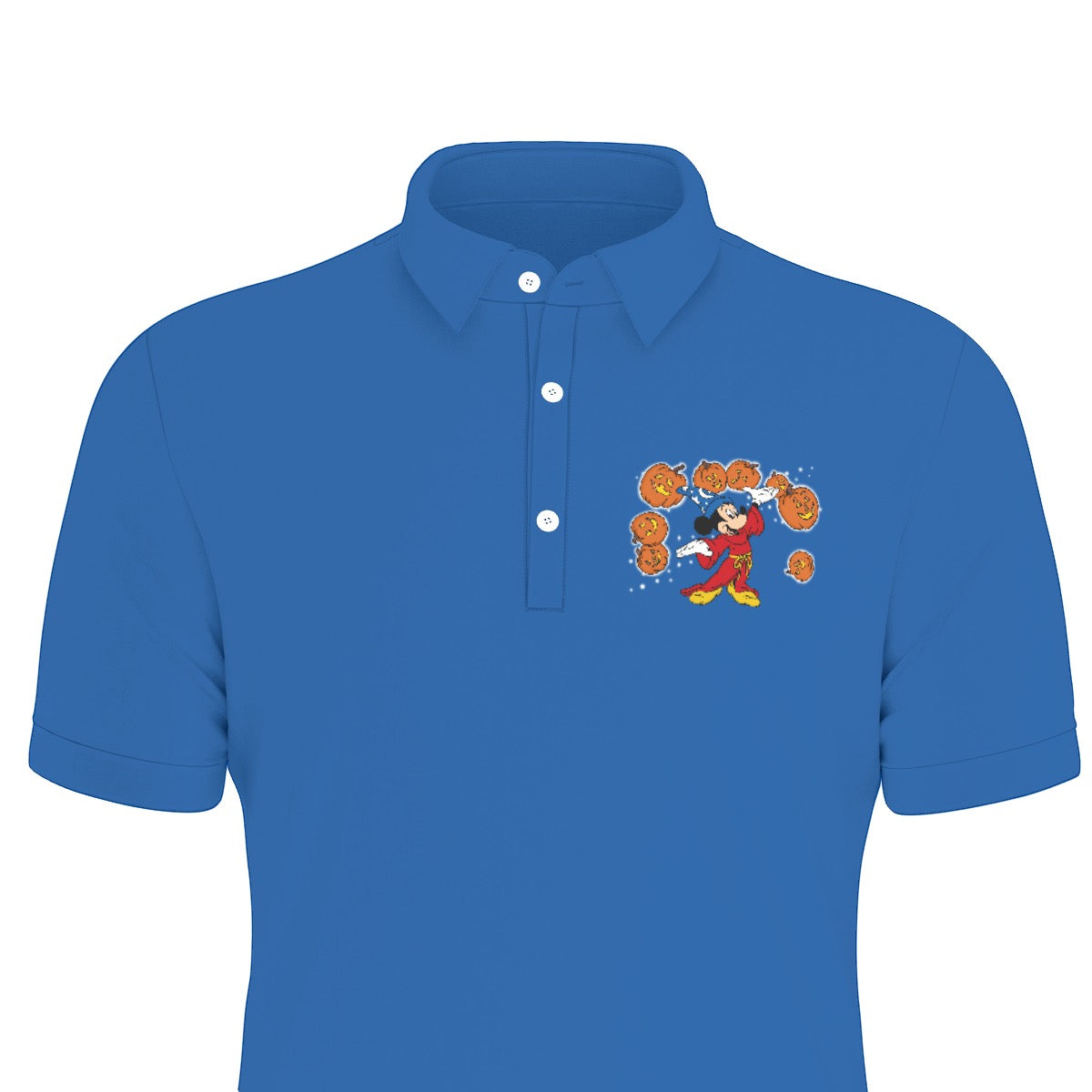 Pumpkin Sorcerer Panel Men's Stretch Collar Polo Shirt