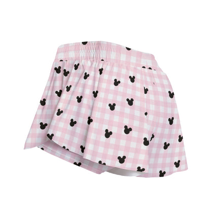 Pink Gingham Women's Sport Skorts With Pocket