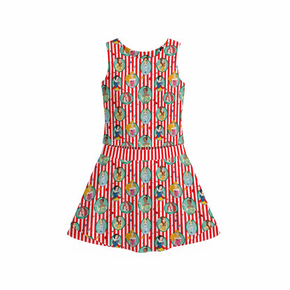 Christmas Princess Stripe Women's Sports Tank & Skort Set