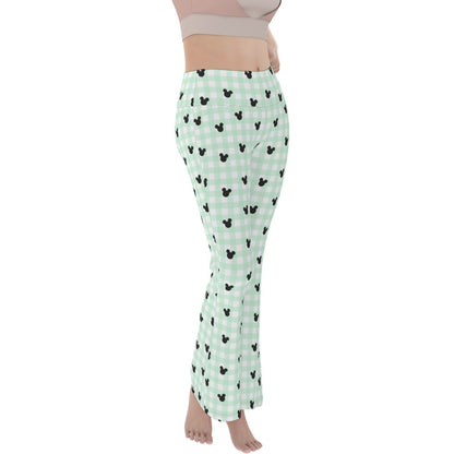 Green Gingham Women's Flare Yoga Pants