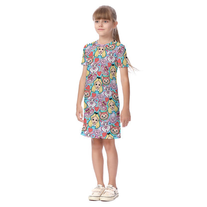 Aqua Alice & Friends Kid's Short Sleeve Dress