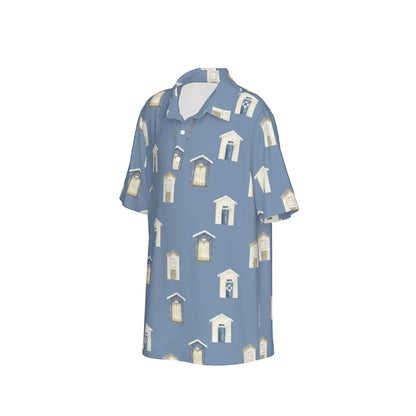 Dark Blue Beach Houses Polo Collar Jersey |210GSM