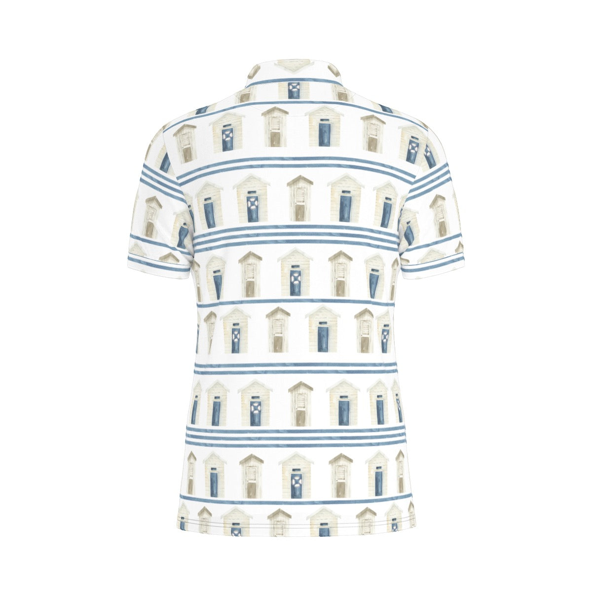 Striped Beach Houses Men's Stretch Collar Polo Shirt