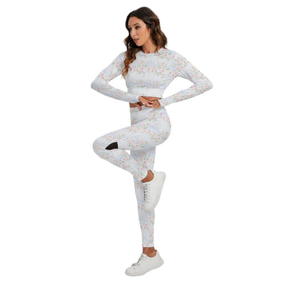 Grandmillenial Roses Women's Sport Set With Backless Top And Leggings