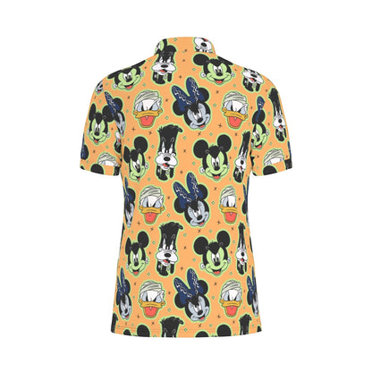 Spooky Friends [orange] Men's Stretch Collar Polo Shirt