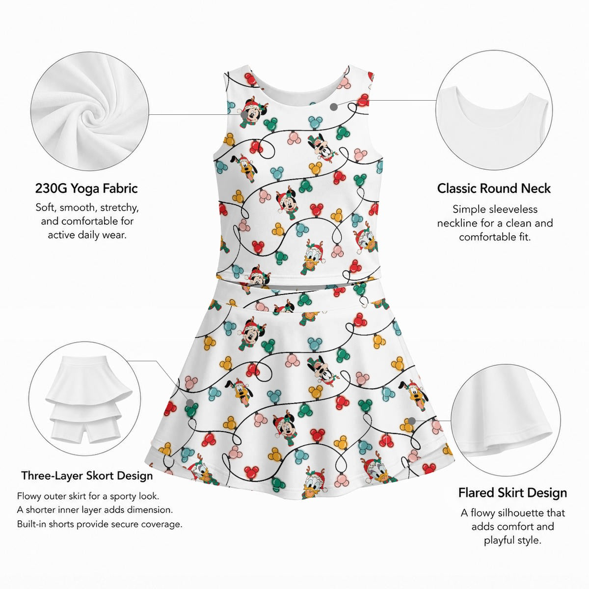 MM Christmas Lights & Friends Girl's Sports Tank & Skort Set