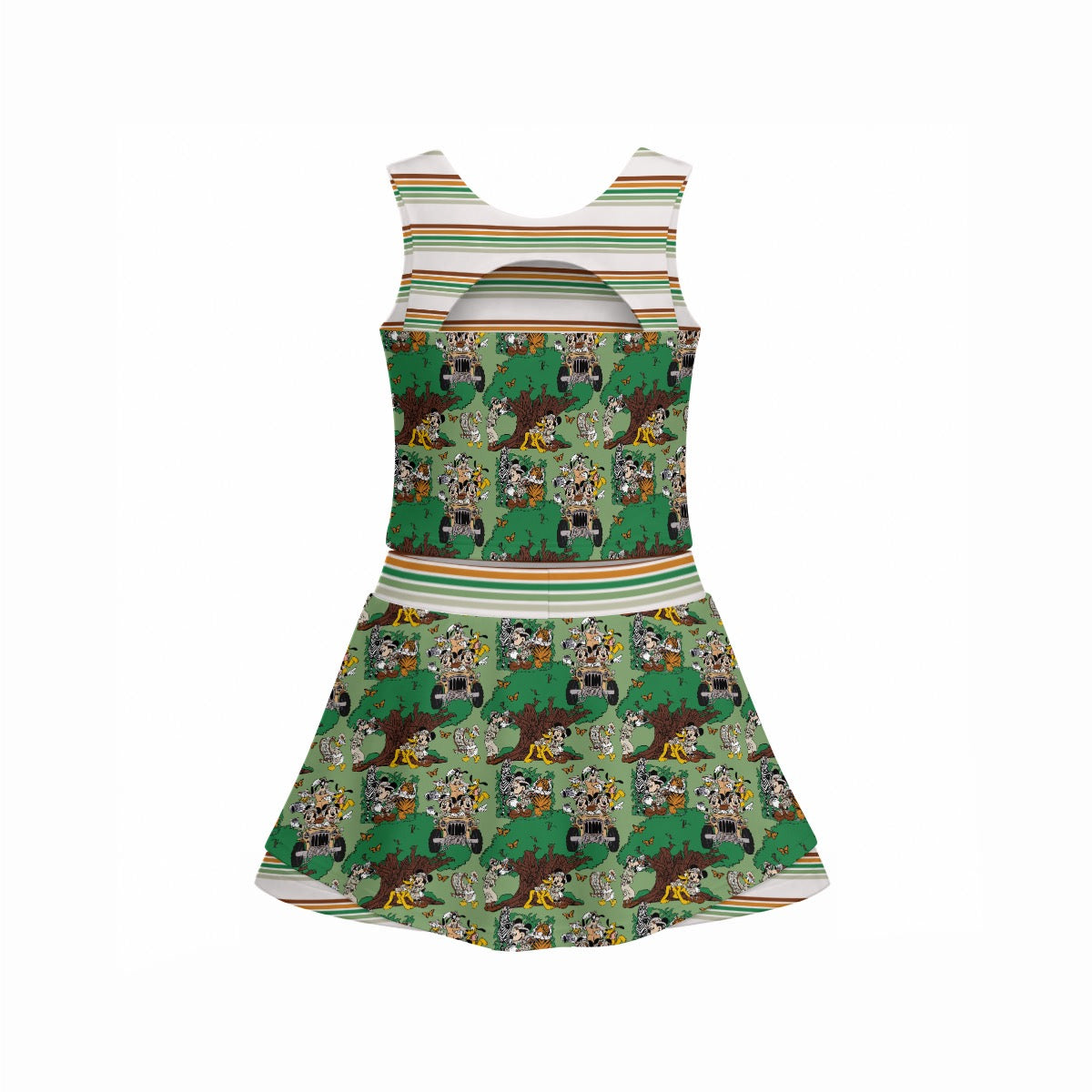 Green Safari & Stripe Women's Sports Tank & Skort Set