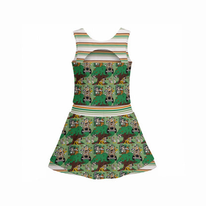 Green Safari & Stripe Women's Sports Tank & Skort Set