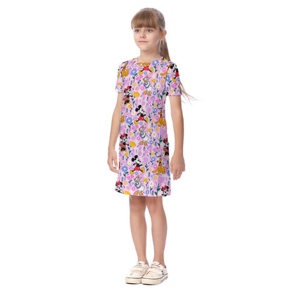 Field of Flowers MM [pink] Kid's Short Sleeve Dress