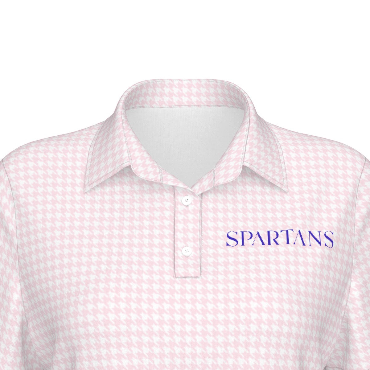 Pink Herringbone Spartans Women's Sports Polo Shirt