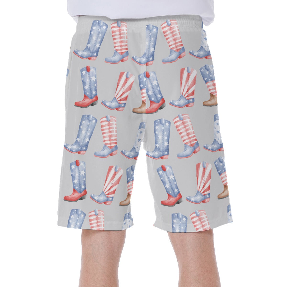 Patriotic Boots Men's Beach Shorts With Side Pocket