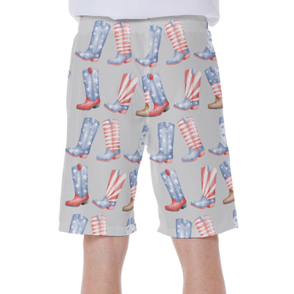 Patriotic Boots Men's Beach Shorts With Side Pocket