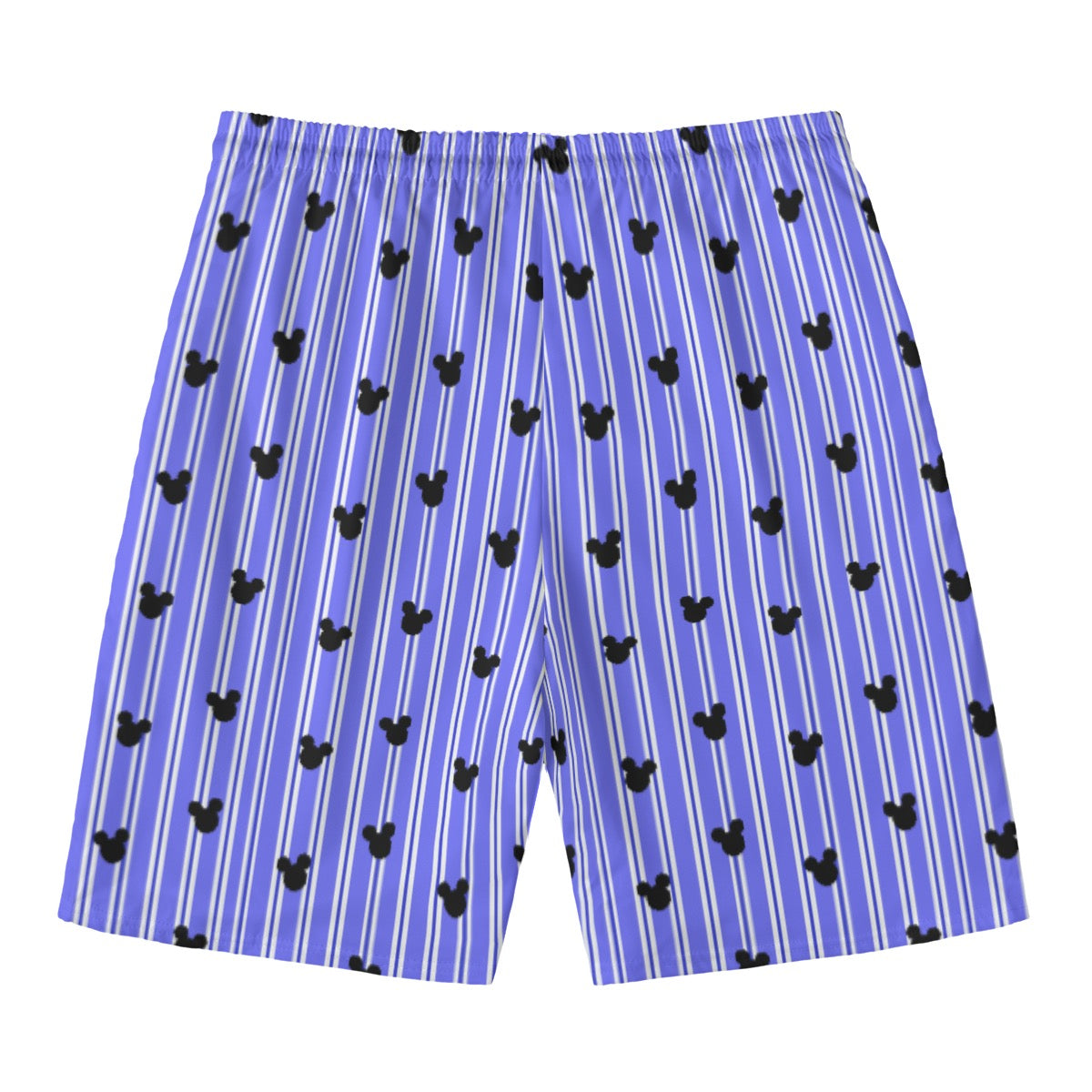 Bright Blue Stripe Men‘s Beach Shorts With Lining
