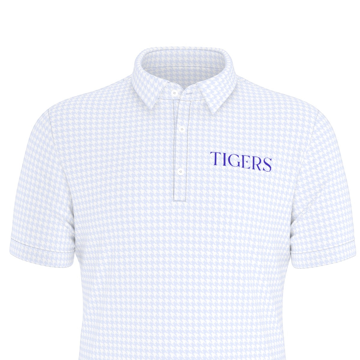 Blue Herringbone Tigers Men's Stretch Collar Polo Shirt