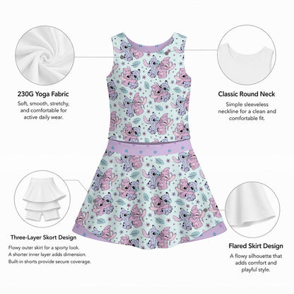 Alien Friends Girl's Sleeveless Sports Tank & Skort Set