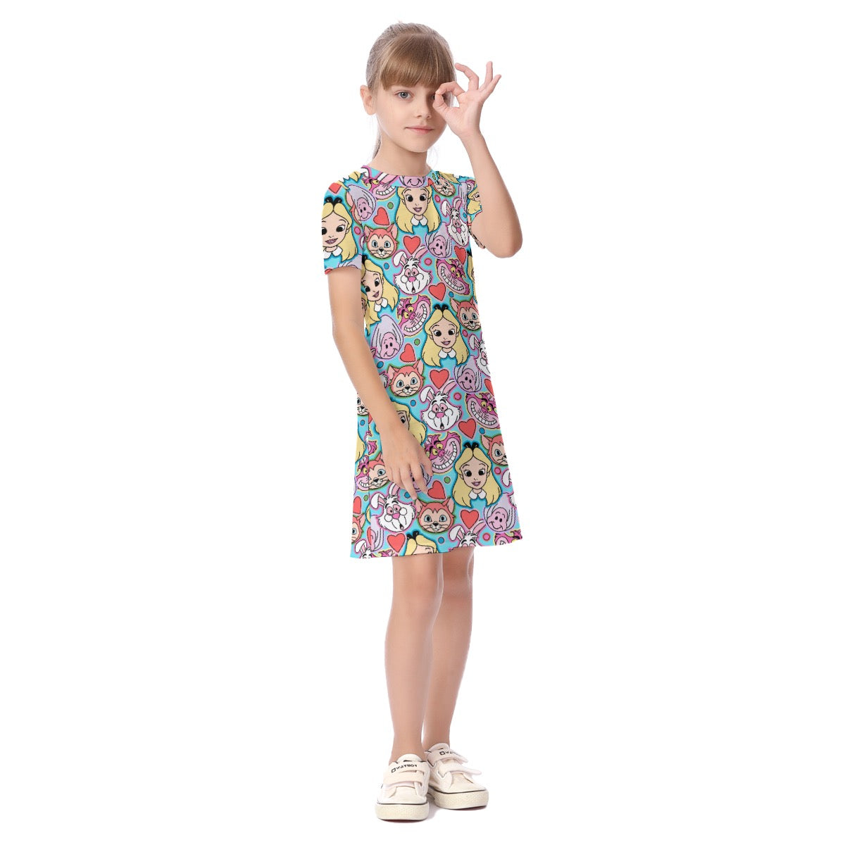 Aqua Alice & Friends Kid's Short Sleeve Dress