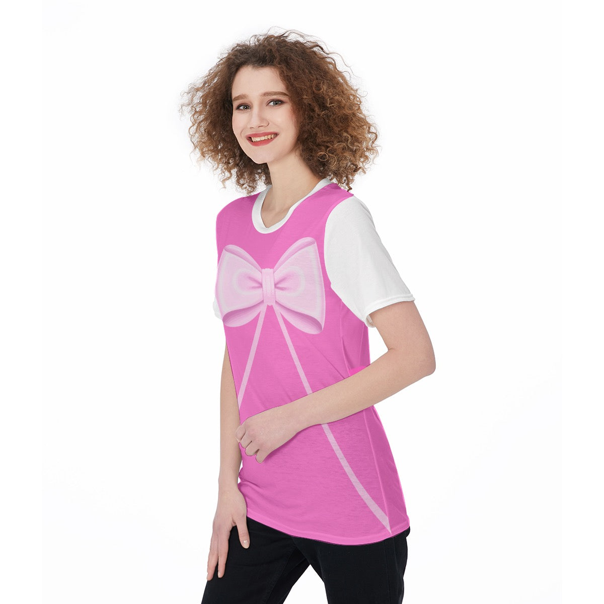 Pink Cindy Bounding Women's Crew Neck T-Shirt|180 GSM Jersey