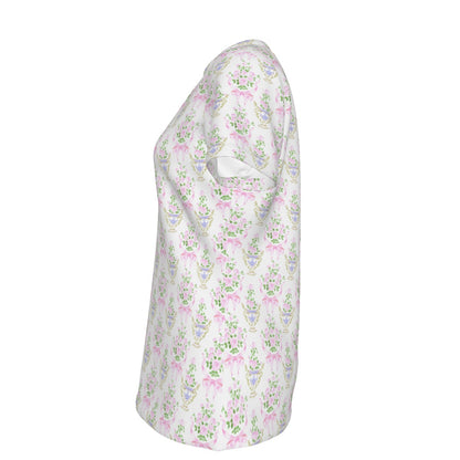 Floral Women's Round Neck Athletic T-Shirt|210GSM