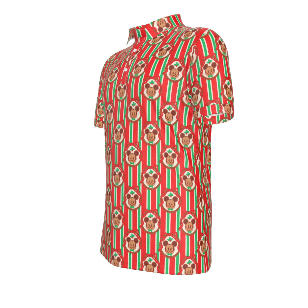 Christmas Cookie MM Stripe Men's Stretch Collar Polo Shirt