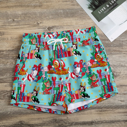 Festive Cats [aqua] Women's Casual Shorts