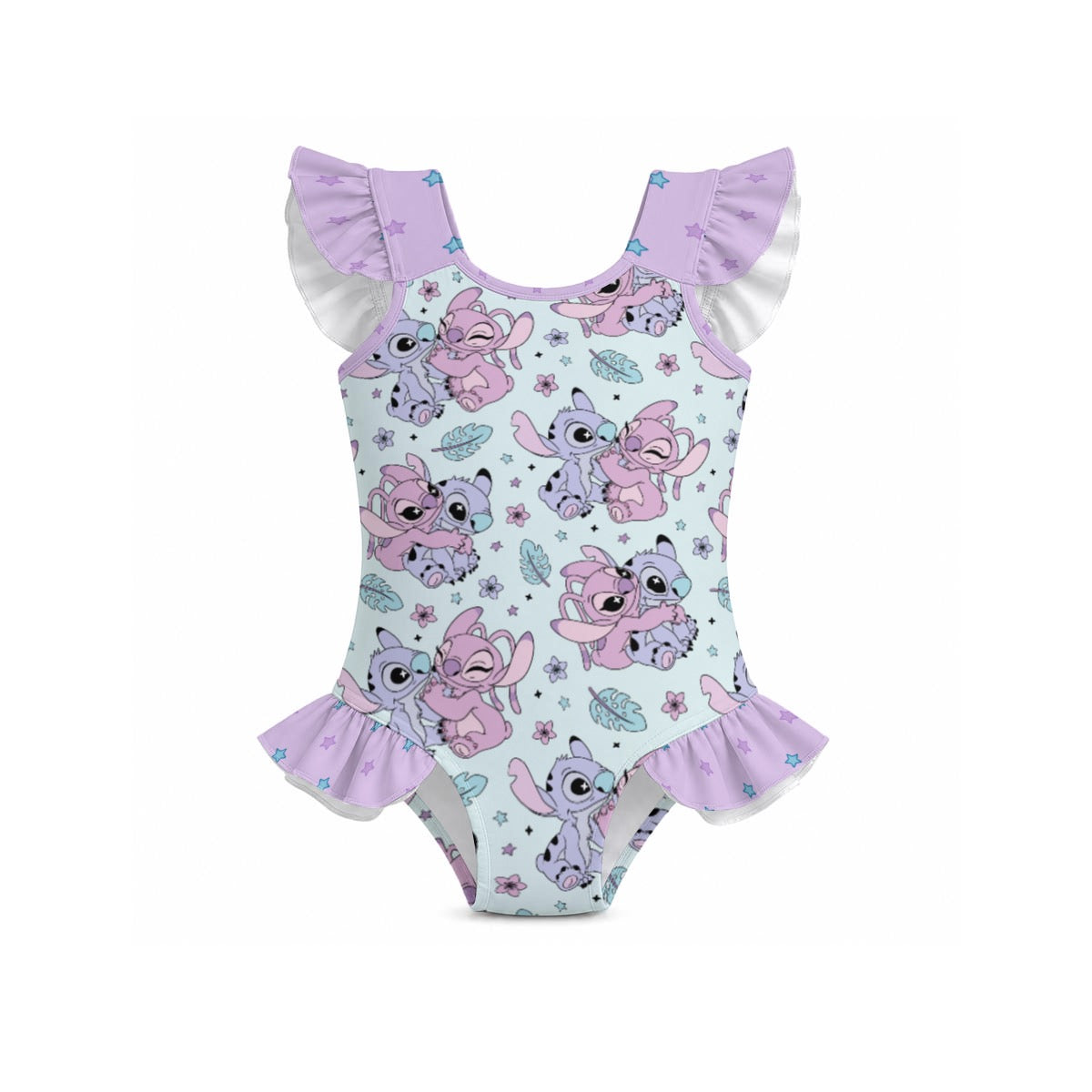 Alien Friends Girls' Ruffle Sleeve Swimsuit With Bow