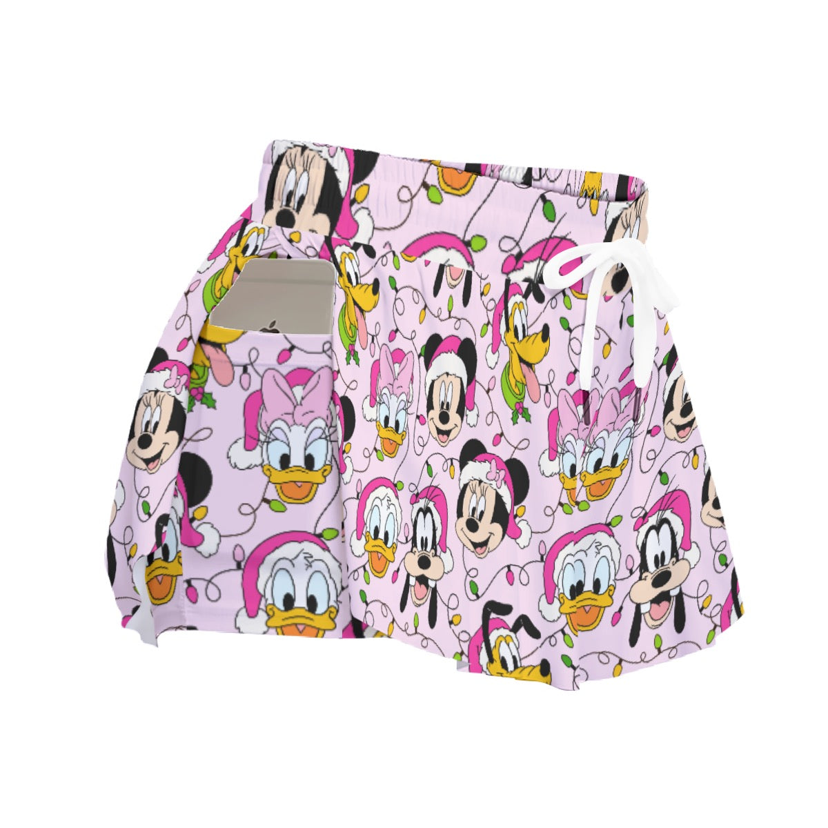 Festive Friends with Lights [pink] Women's Sport Skorts With Pocket