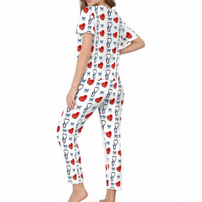 Hearts & Blue Bows Medical Women’s Loungewear Set