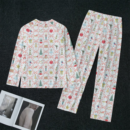 Red Bow Trellis Nutcracker Women's Raglan Sleeve Pajamas