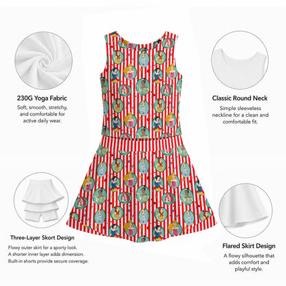 Christmas Princess Stripe Women's Sports Tank & Skort Set